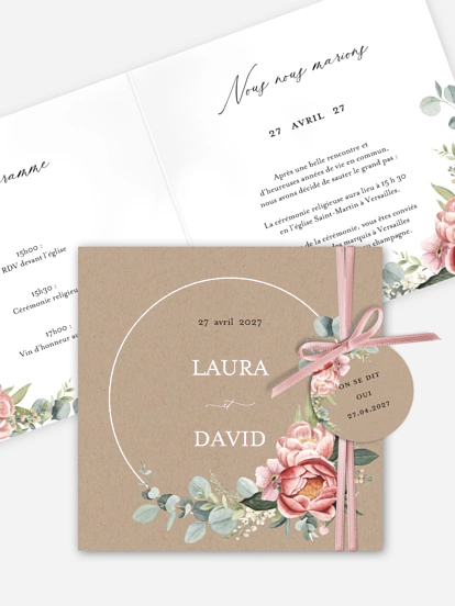 Couronne de pivoines effet kraft