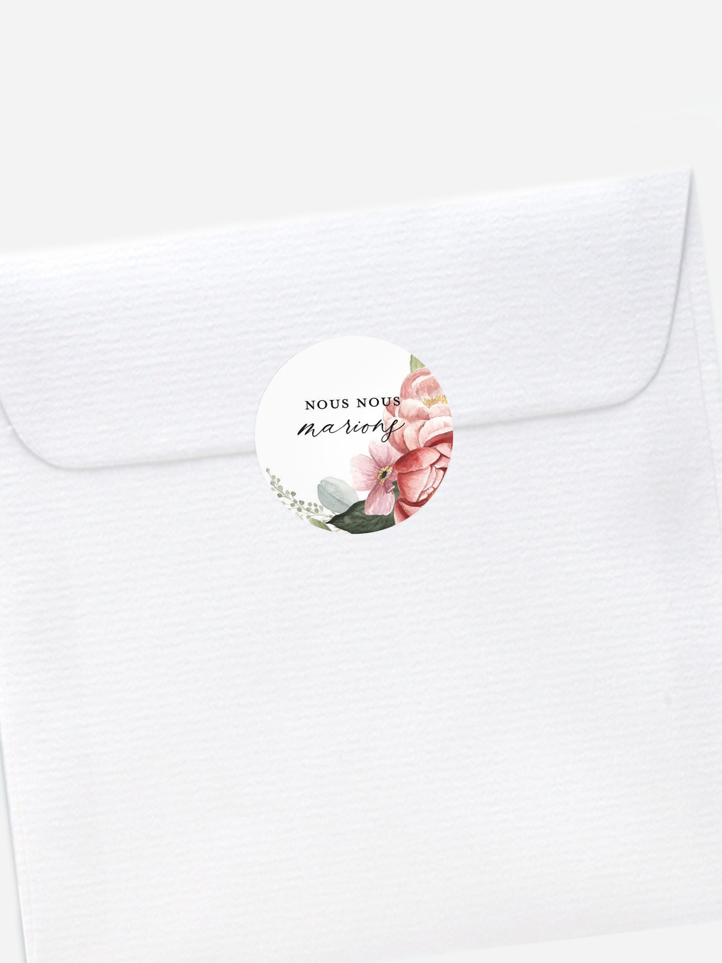 Stickers mariage Couronne de pivoines effet kraft