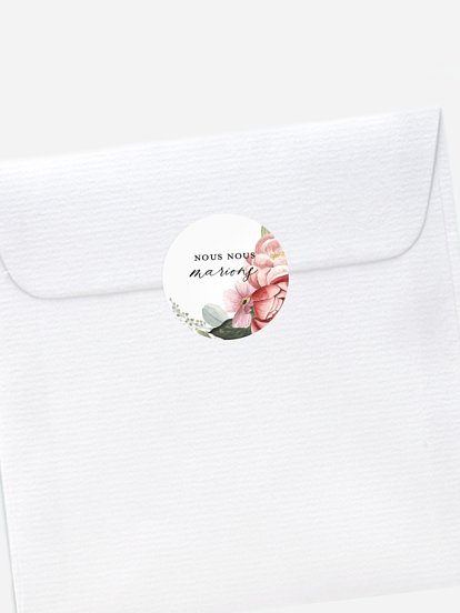 Stickers mariage Couronne de pivoines effet kraft
