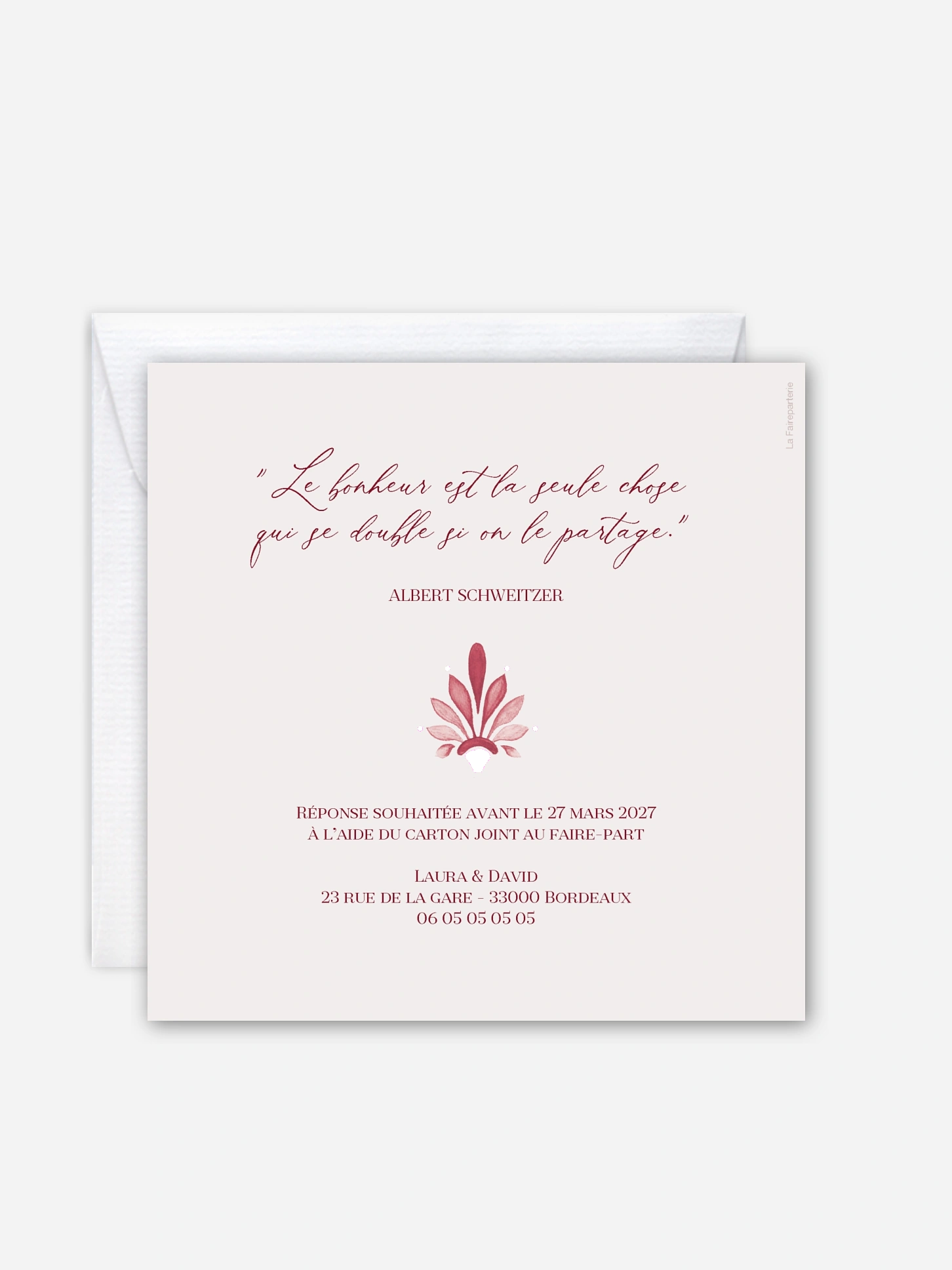 Faire-part de mariage Romance d'orient
