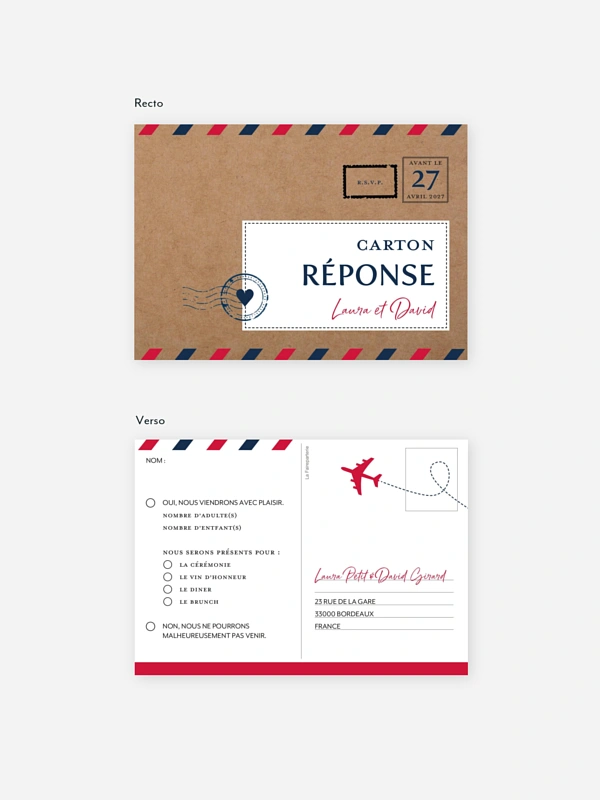 Carton réponse Merveilleux voyage