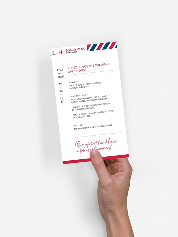 Menu mariage Merveilleux voyage