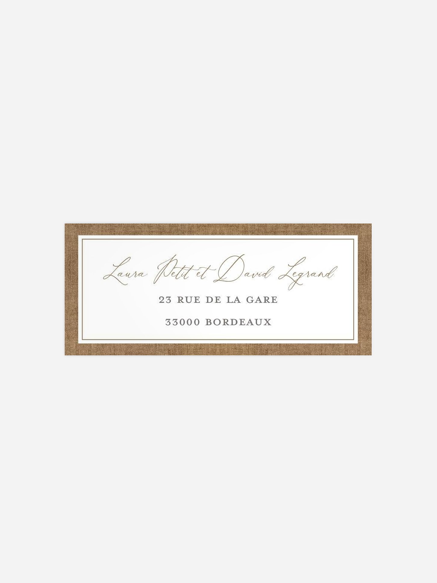 Étiquette expéditeur mariage Jute et dentelle