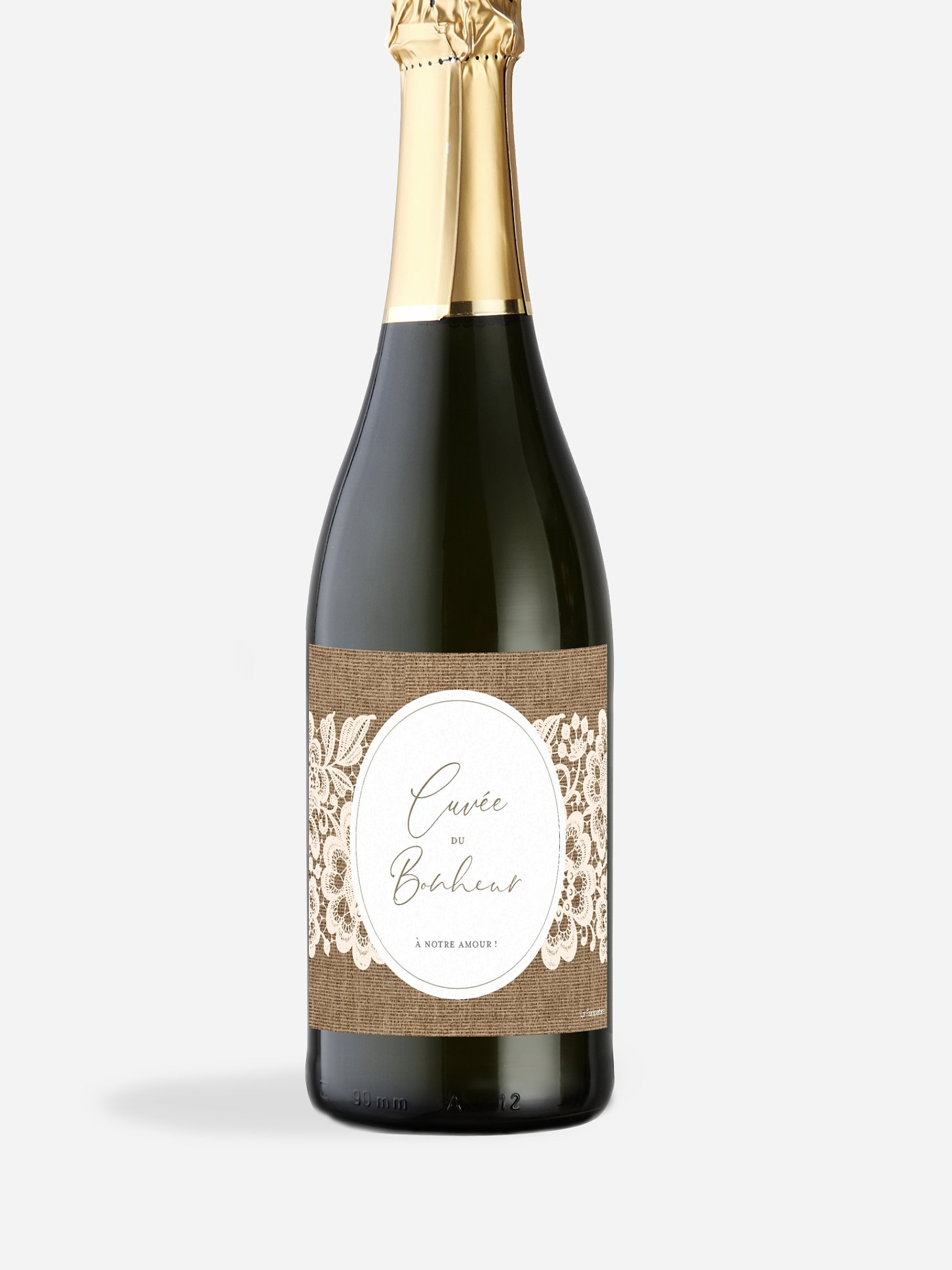 Étiquette bouteille Jute et dentelle