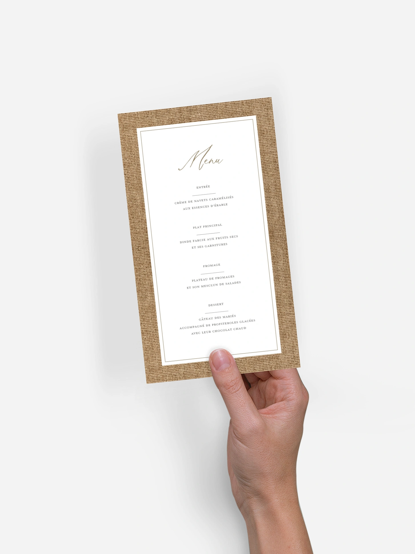 Menu mariage Jute et dentelle