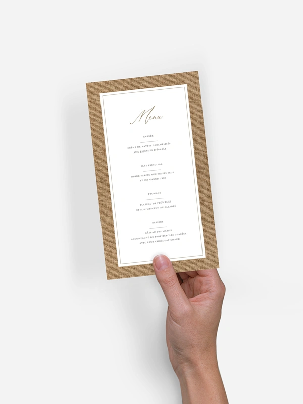 Menu mariage Jute et dentelle