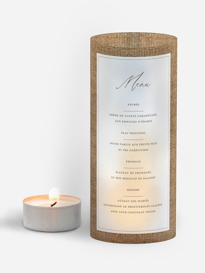Menu mariage Jute et dentelle