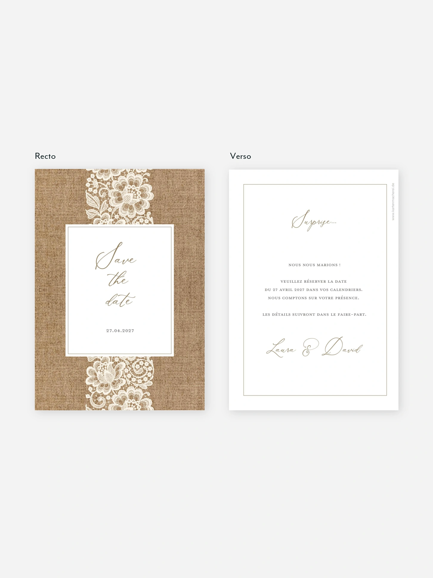 Save the date Jute et dentelle