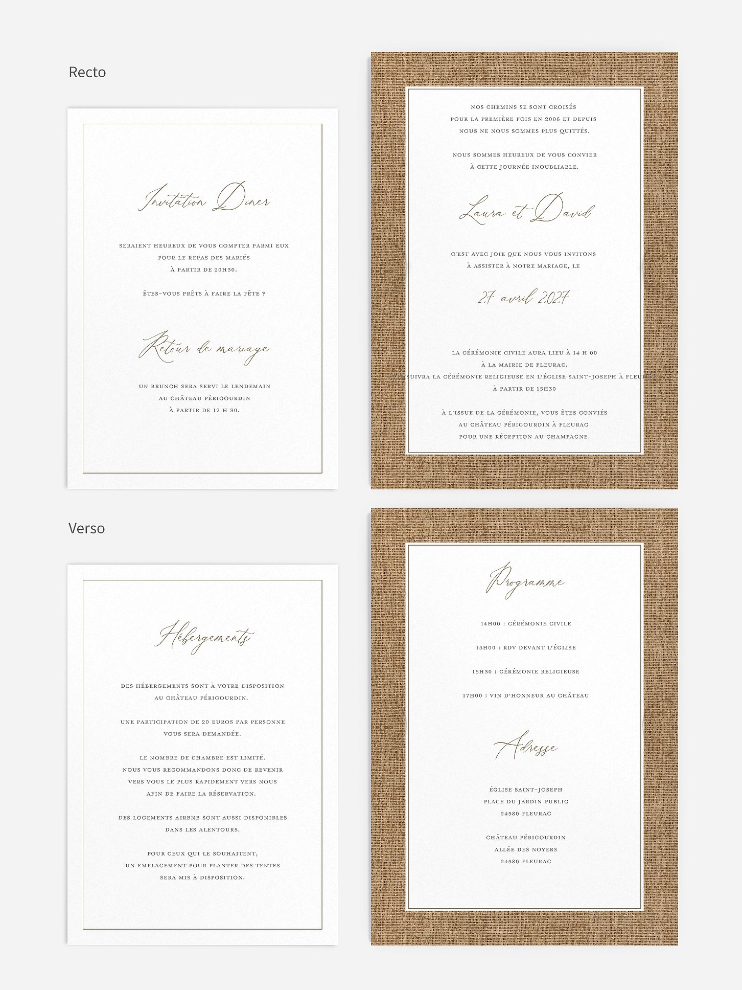 Faire-part de mariage Jute et dentelle