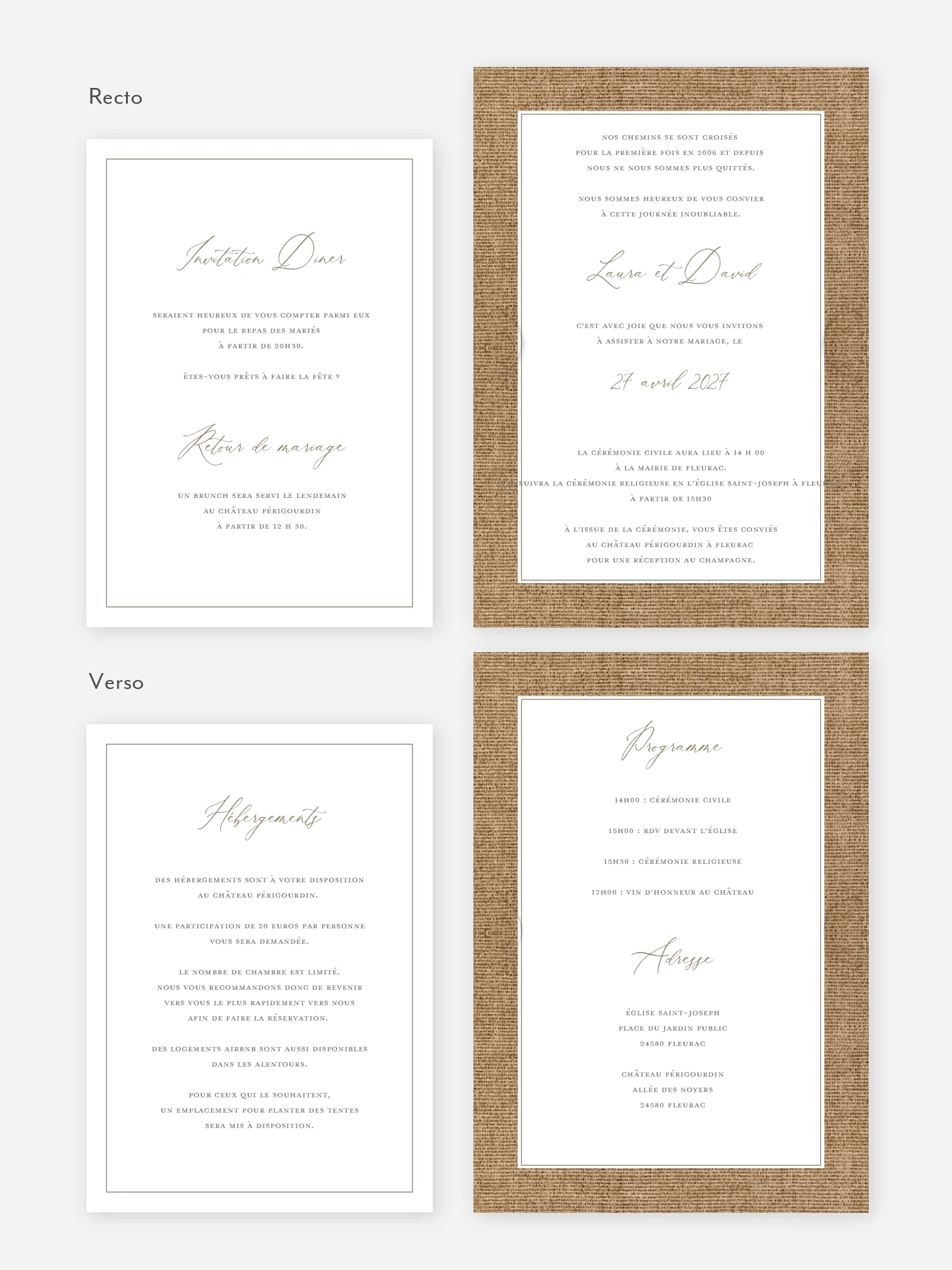 Faire-part de mariage Jute et dentelle