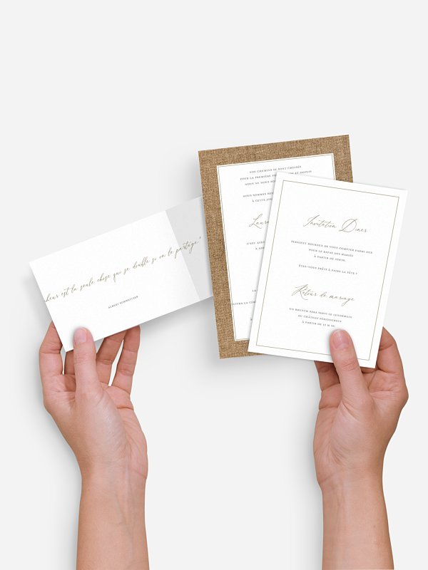 Faire-part de mariage Jute et dentelle