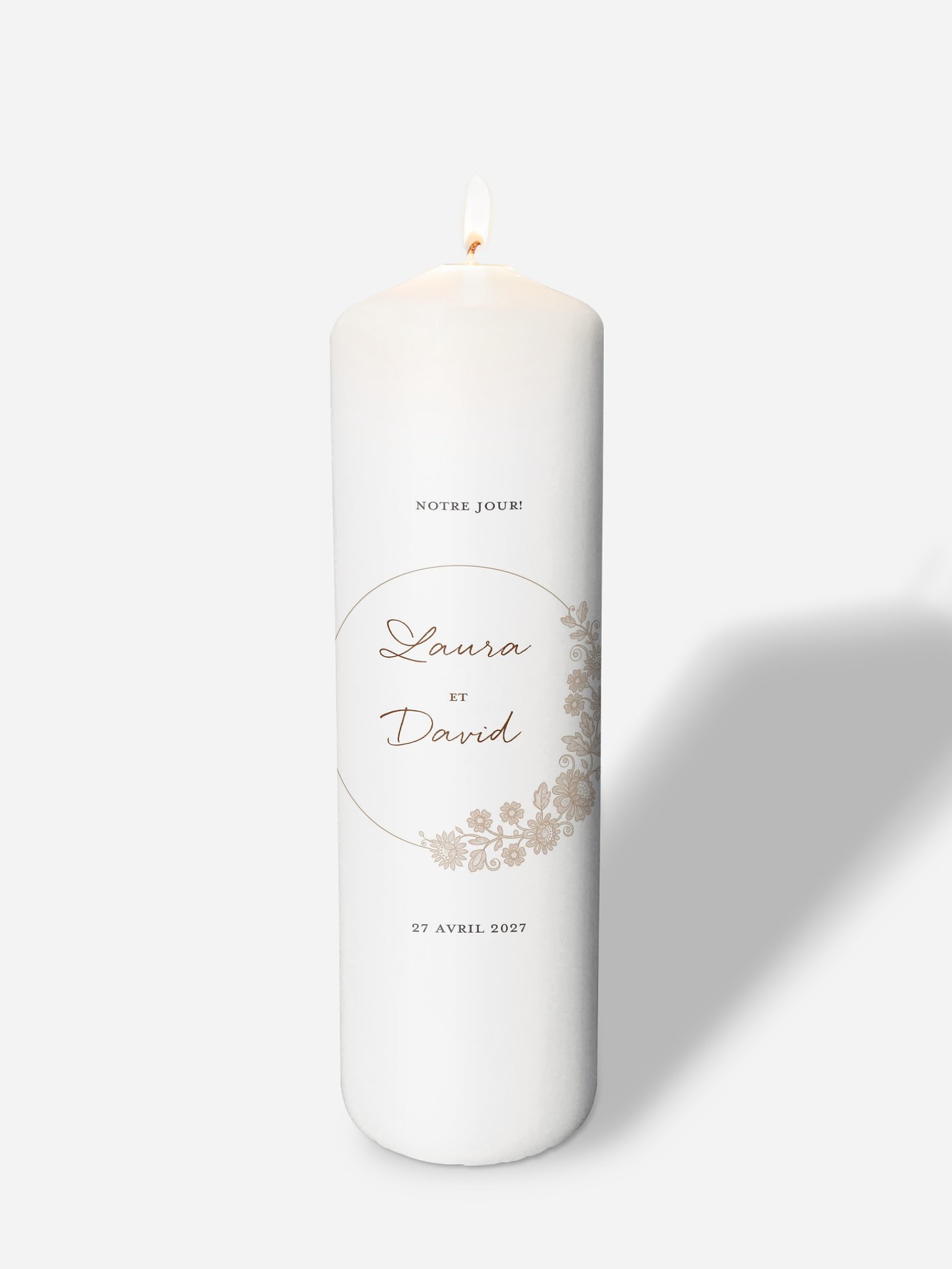 Bougie mariage Dentelle de bois