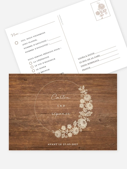 Carton Reponse Mariage Assorti Au Faire Part Faireparterie