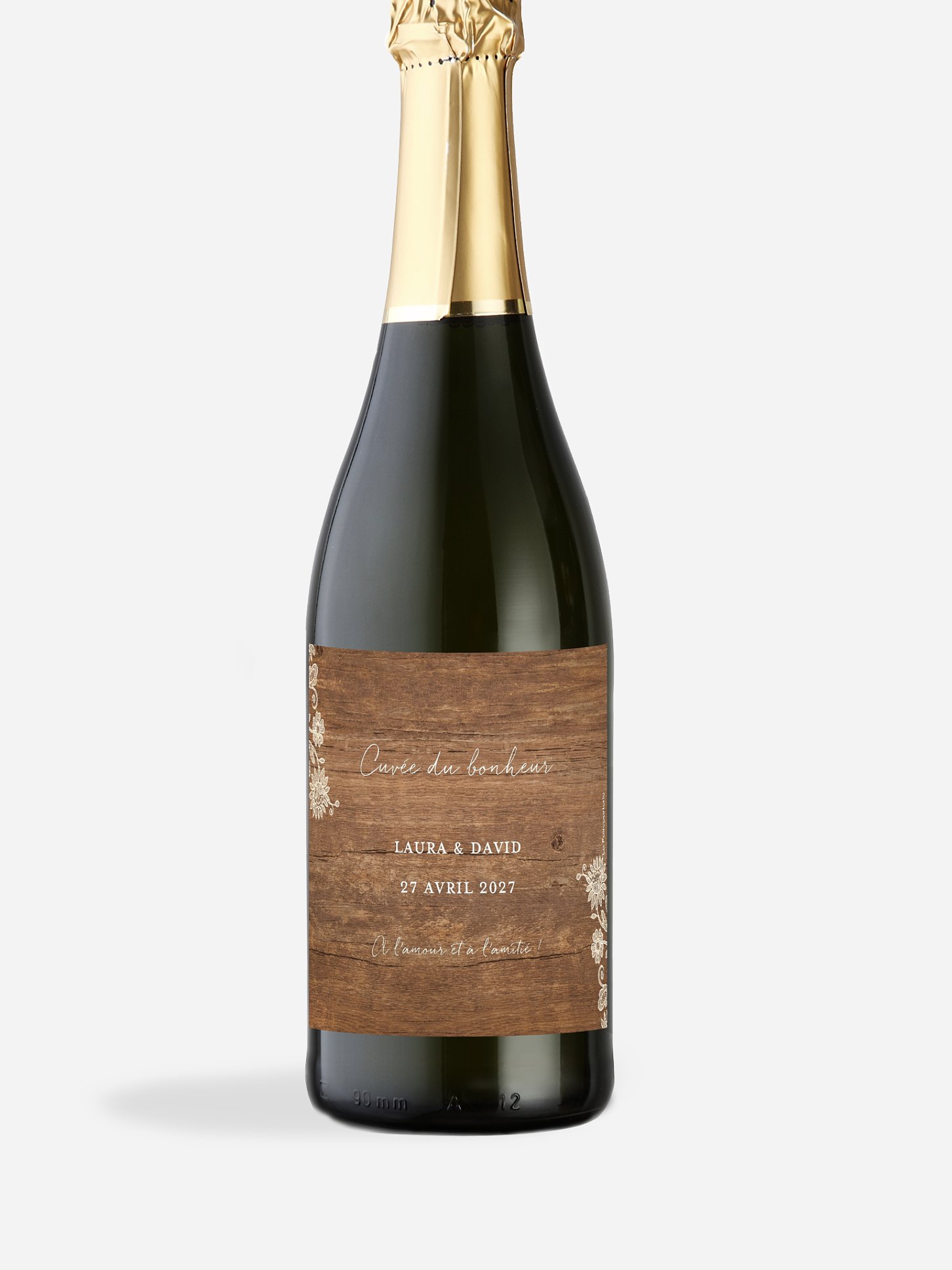 Étiquette bouteille Dentelle de bois