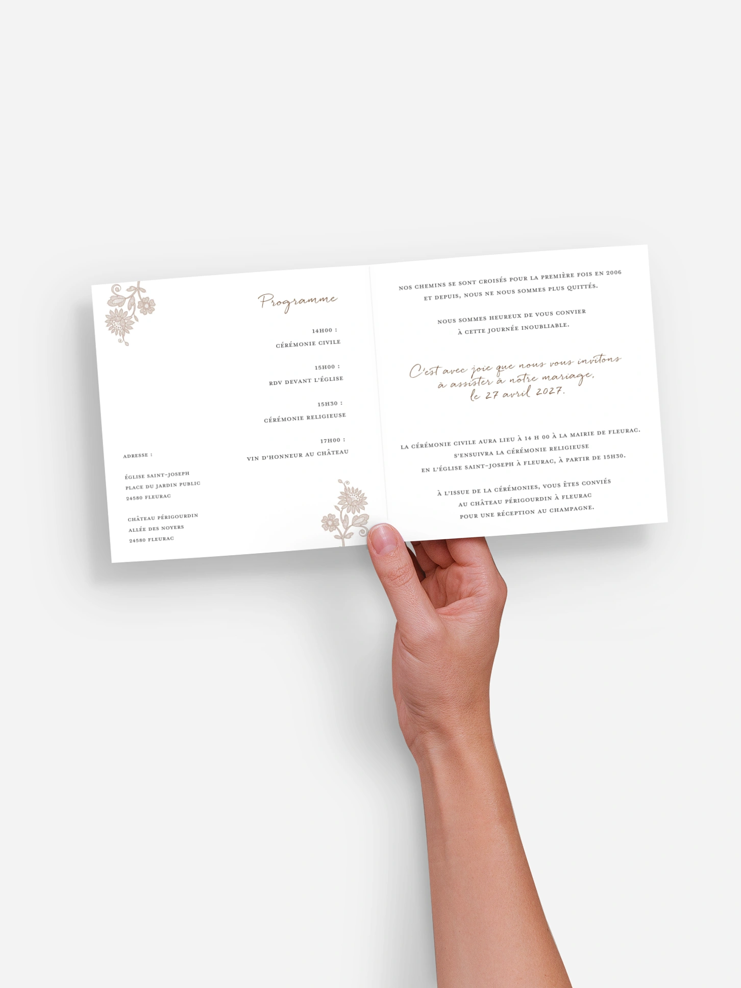 Faire-part de mariage Dentelle de bois