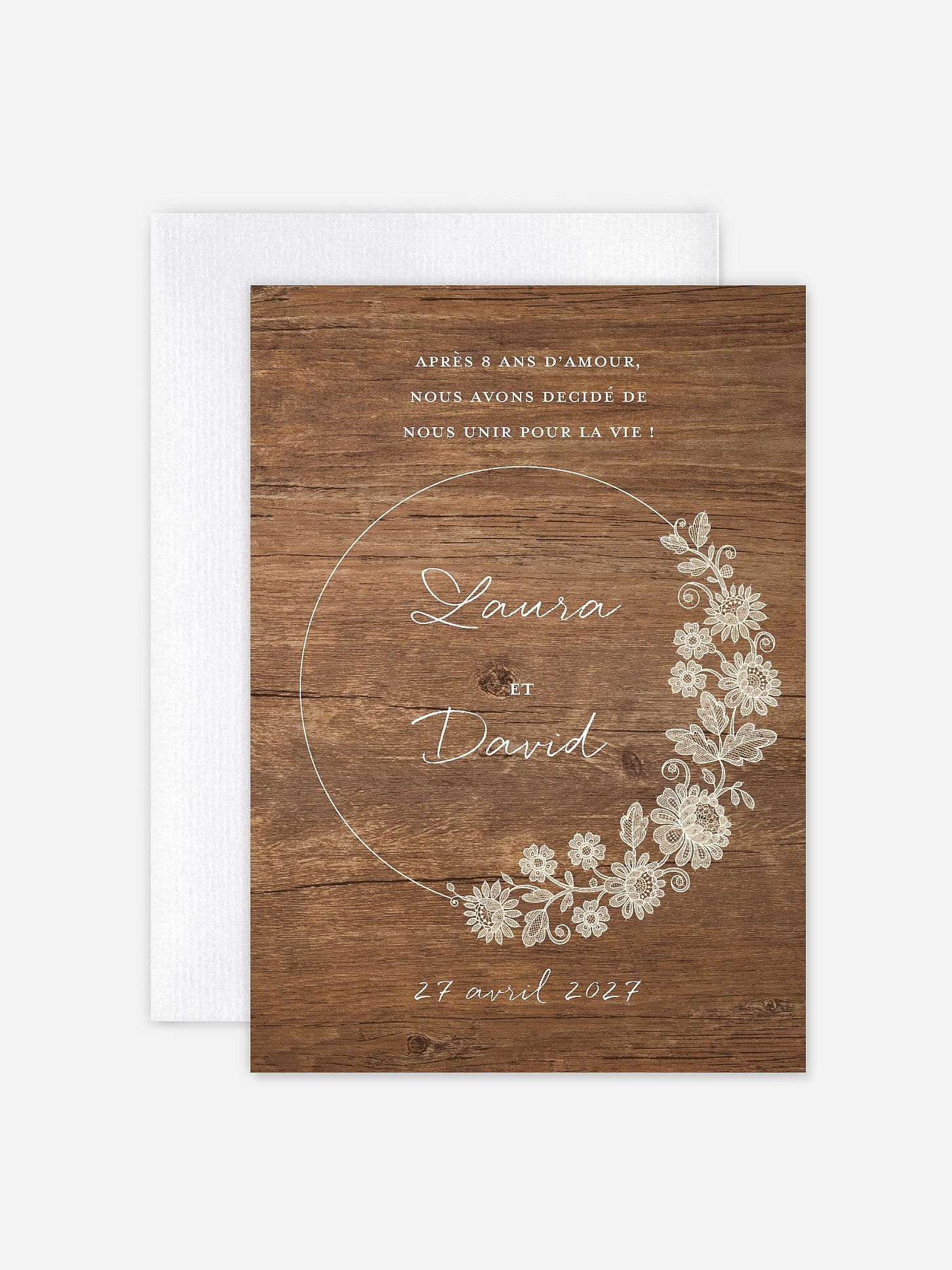 Faire-part de mariage Dentelle de bois