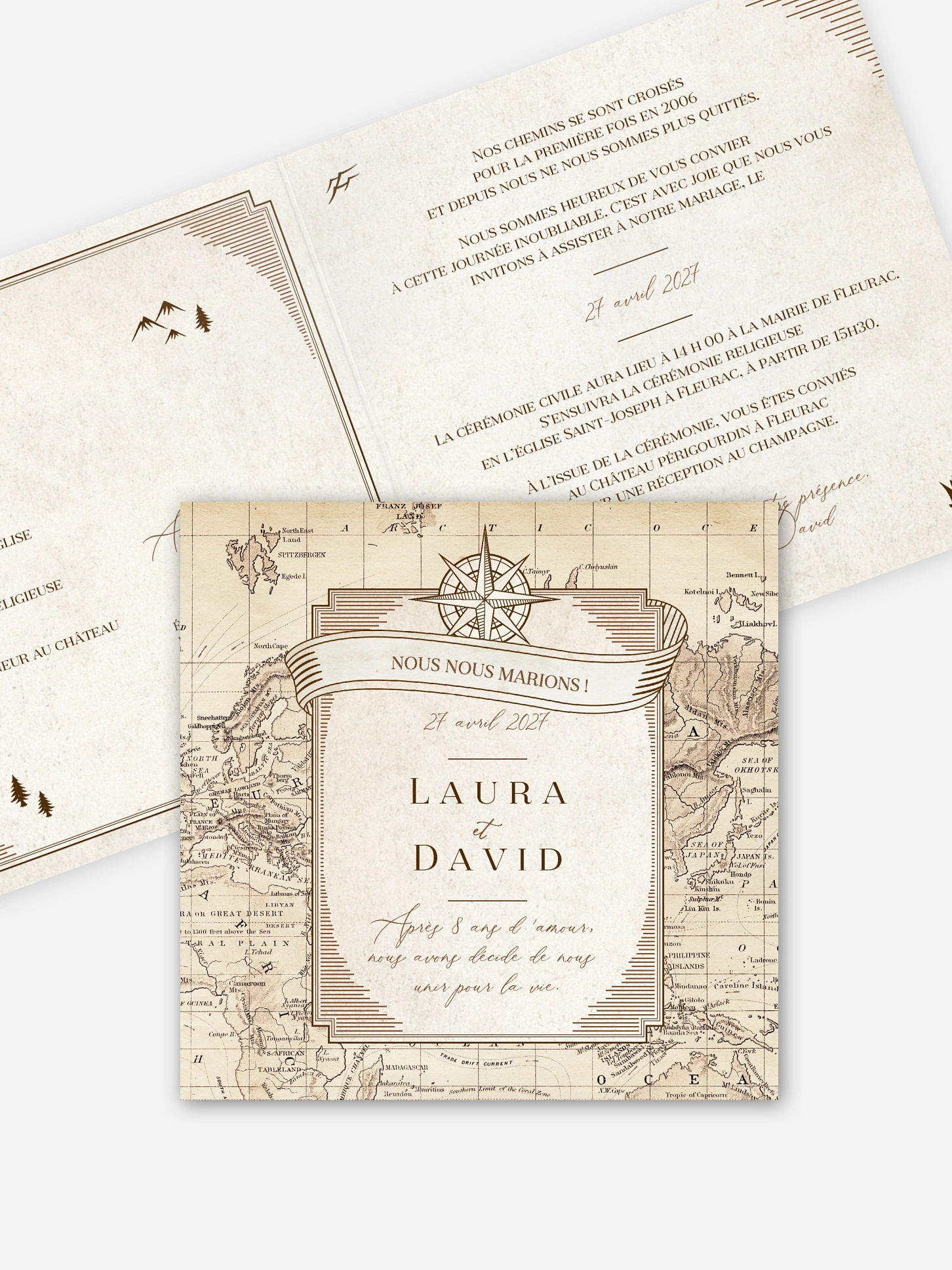 Faire-part de mariage Voyage vintage