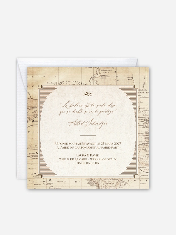 Faire-part de mariage Voyage vintage