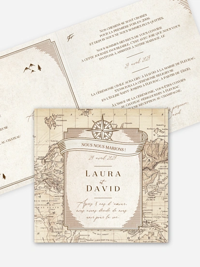 Faire-part de mariage Voyage vintage