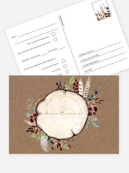 Carton réponse Amour des bois effet kraft