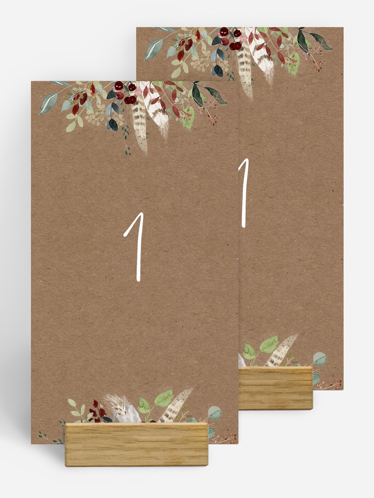 Numéro de table mariage Amour des bois effet kraft