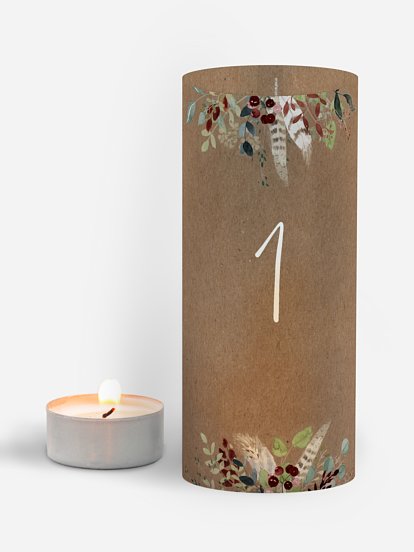 Numéro de table mariage Amour des bois effet kraft