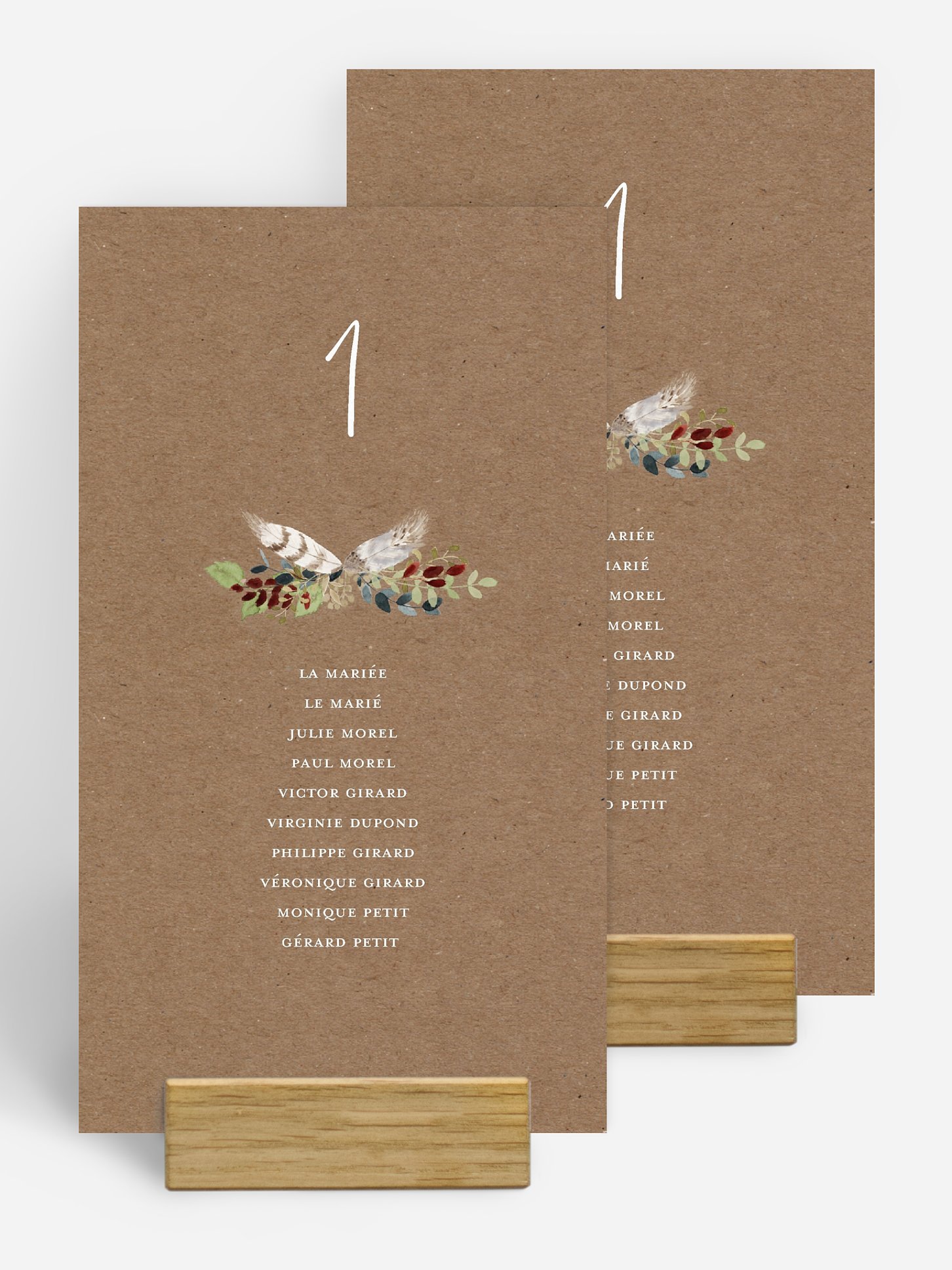 Nom de table mariage Amour des bois effet kraft