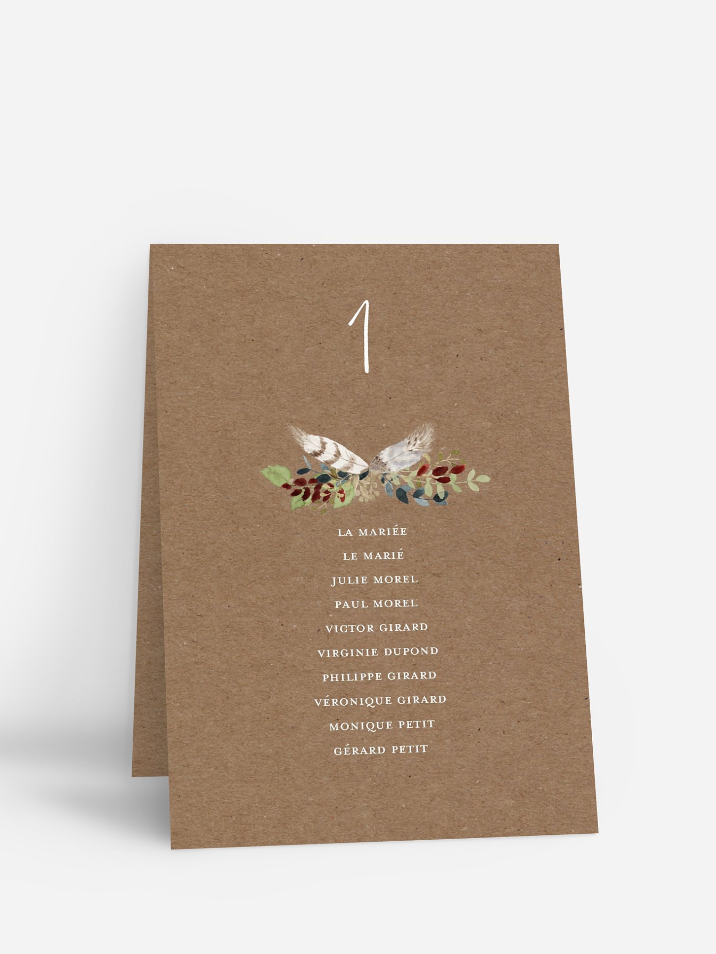 Nom de table mariage Amour des bois effet kraft