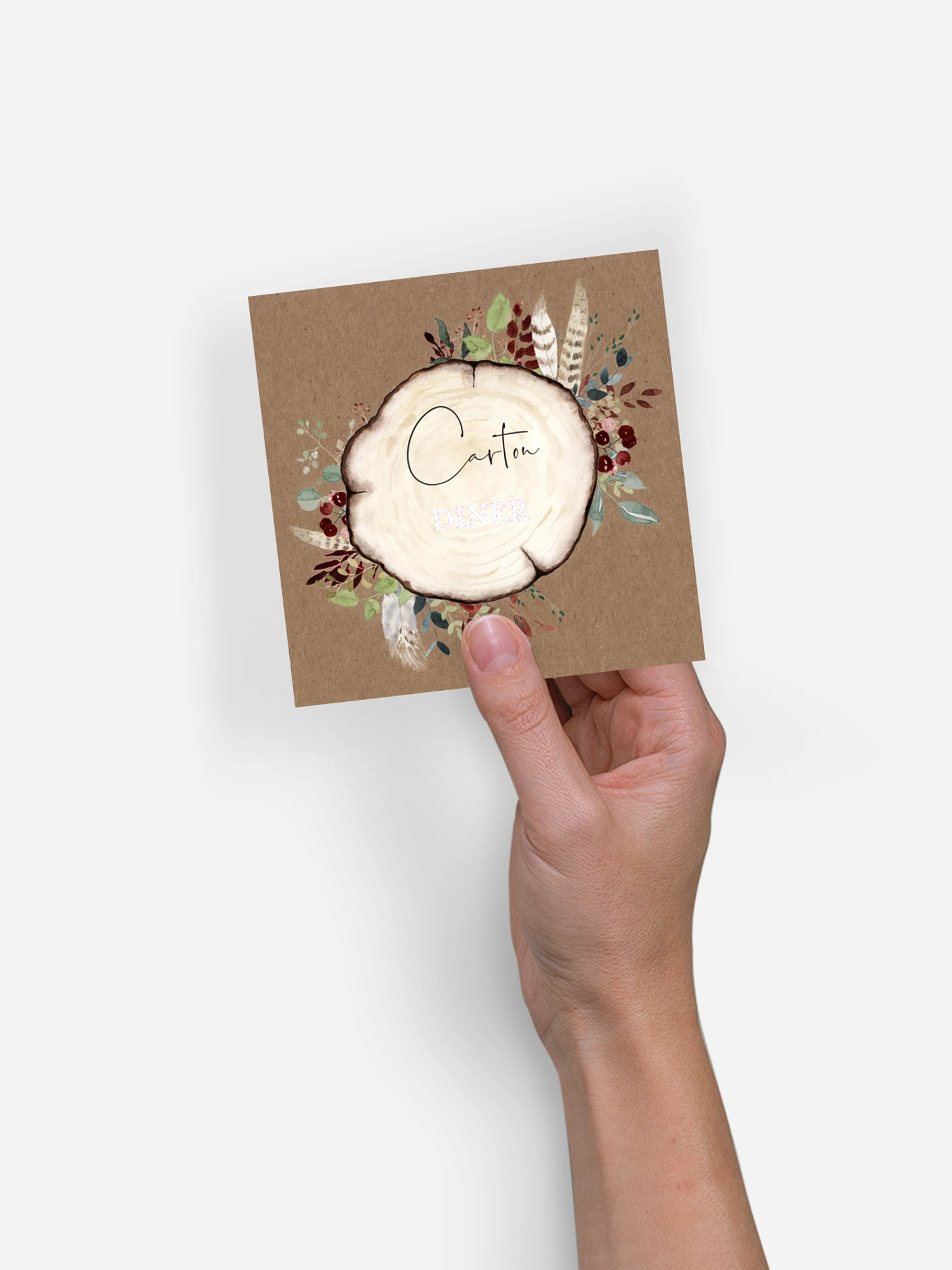 Carton d'invitation Amour des bois effet kraft