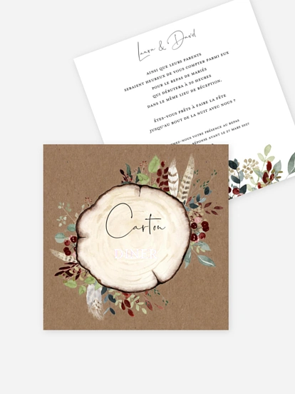 Carton d'invitation Amour des bois effet kraft