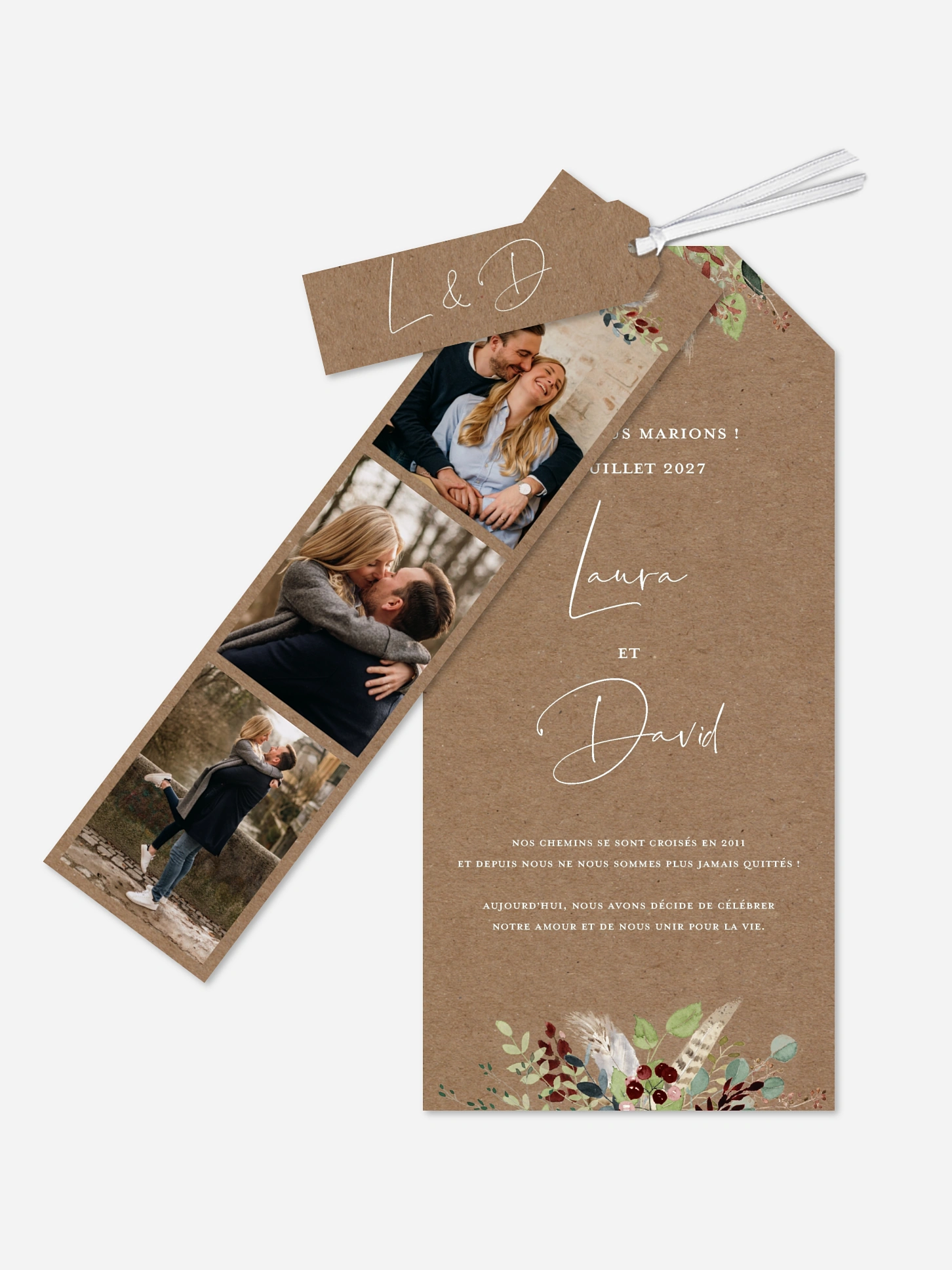 Faire-part de mariage Amour des bois effet kraft