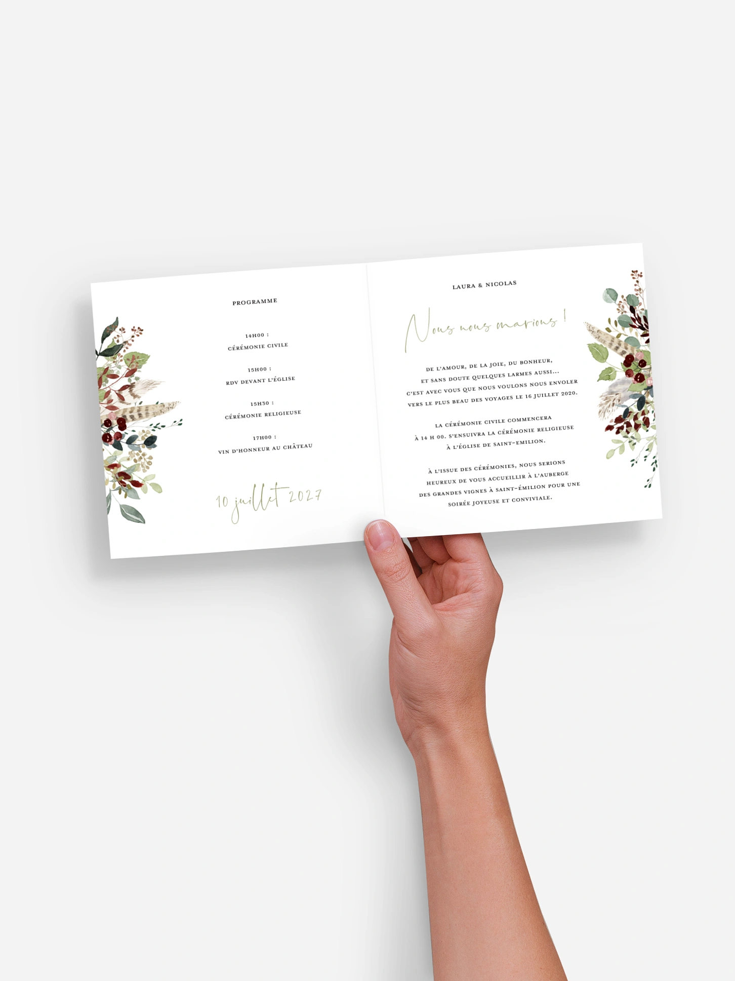 Faire-part de mariage Amour des bois effet kraft