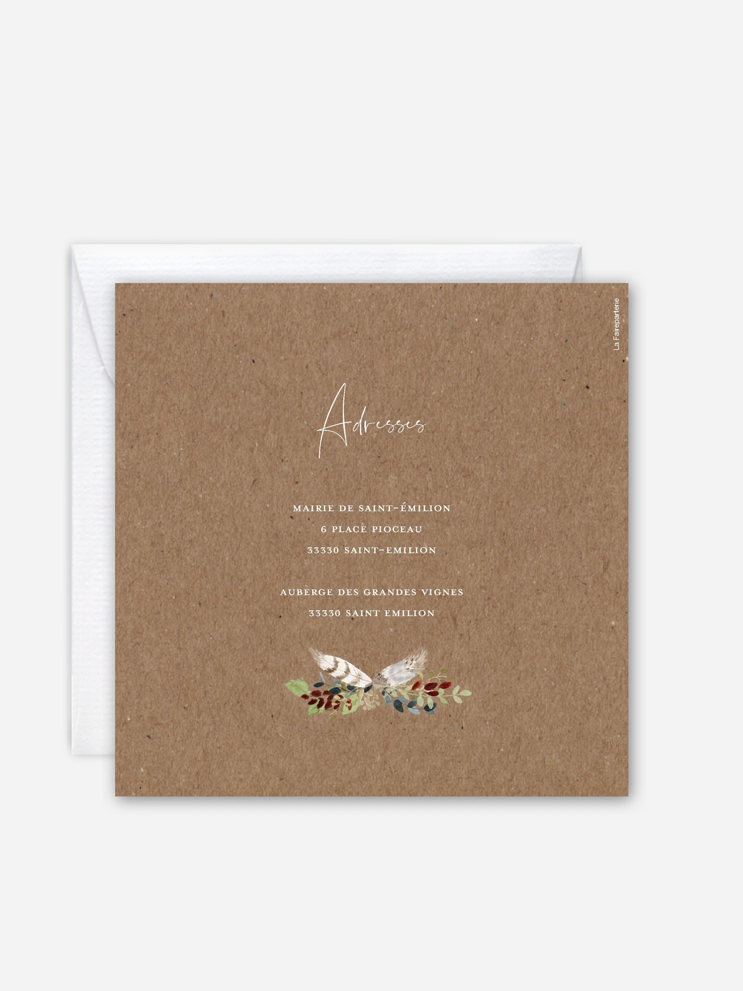 Faire-part de mariage Amour des bois effet kraft