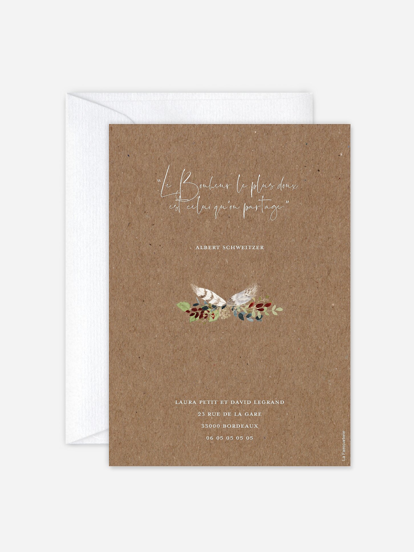 Faire-part de mariage Amour des bois effet kraft