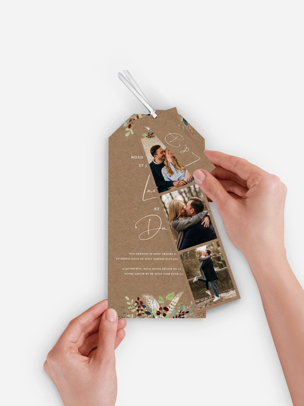 Faire-part de mariage Amour des bois effet kraft