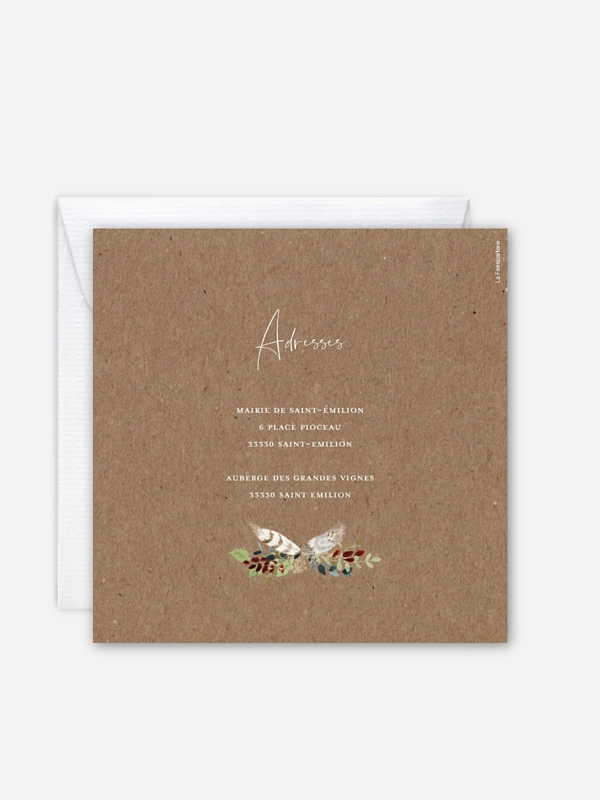 Faire-part de mariage Amour des bois effet kraft