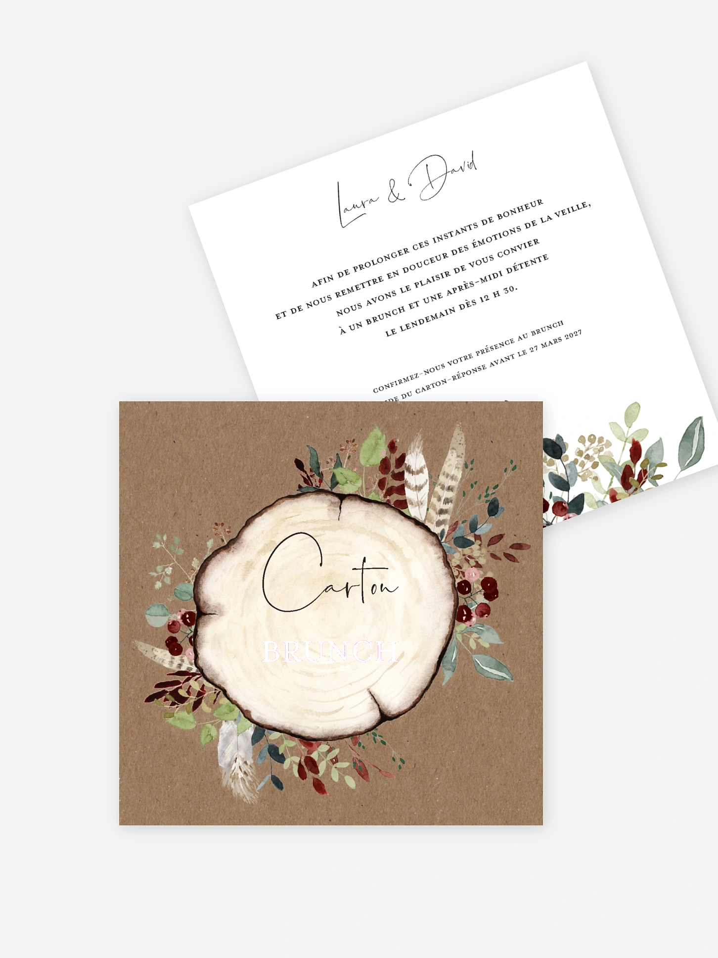 Carte brunch Amour des bois effet kraft