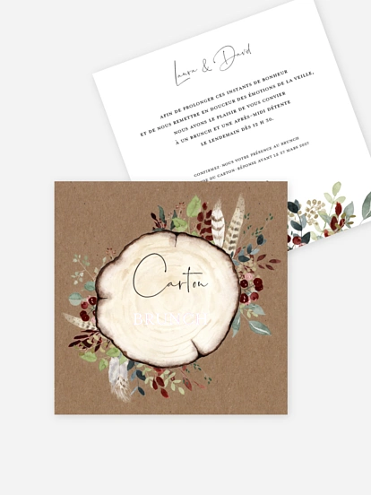 Carte brunch Amour des bois effet kraft
