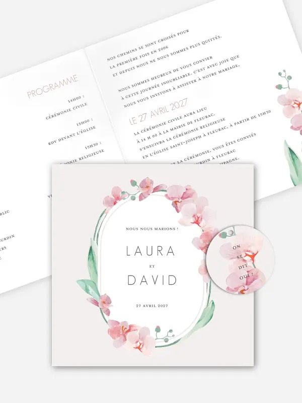 Faire-part de mariage Belles orchidées