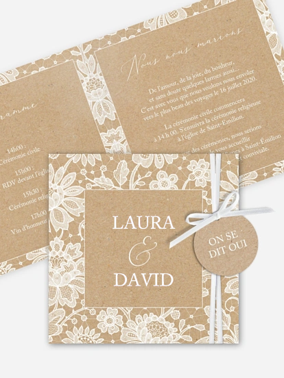 Faire-part de mariage Jolie Dentelle