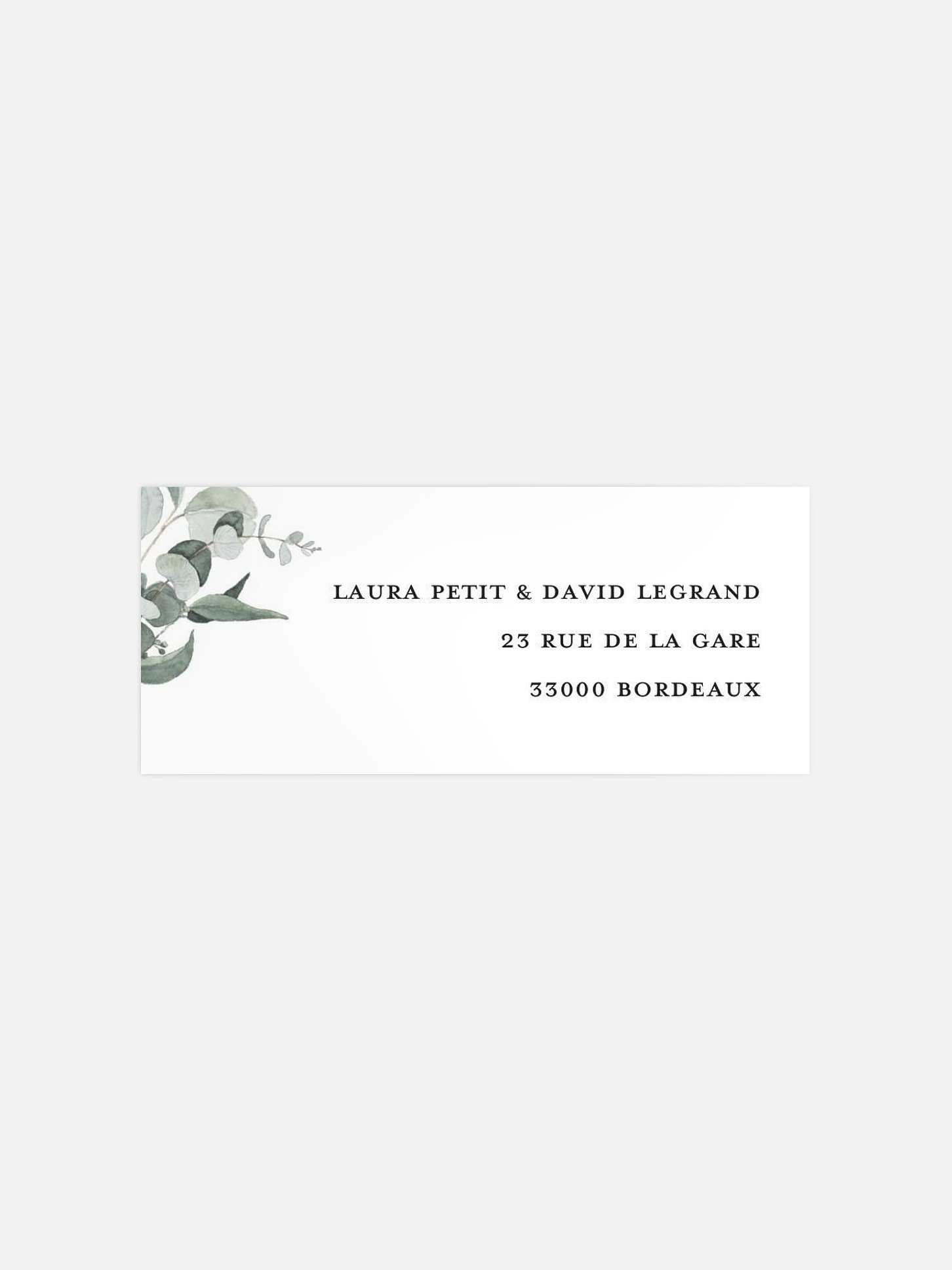 Étiquette expéditeur mariage Eucalyptus Love