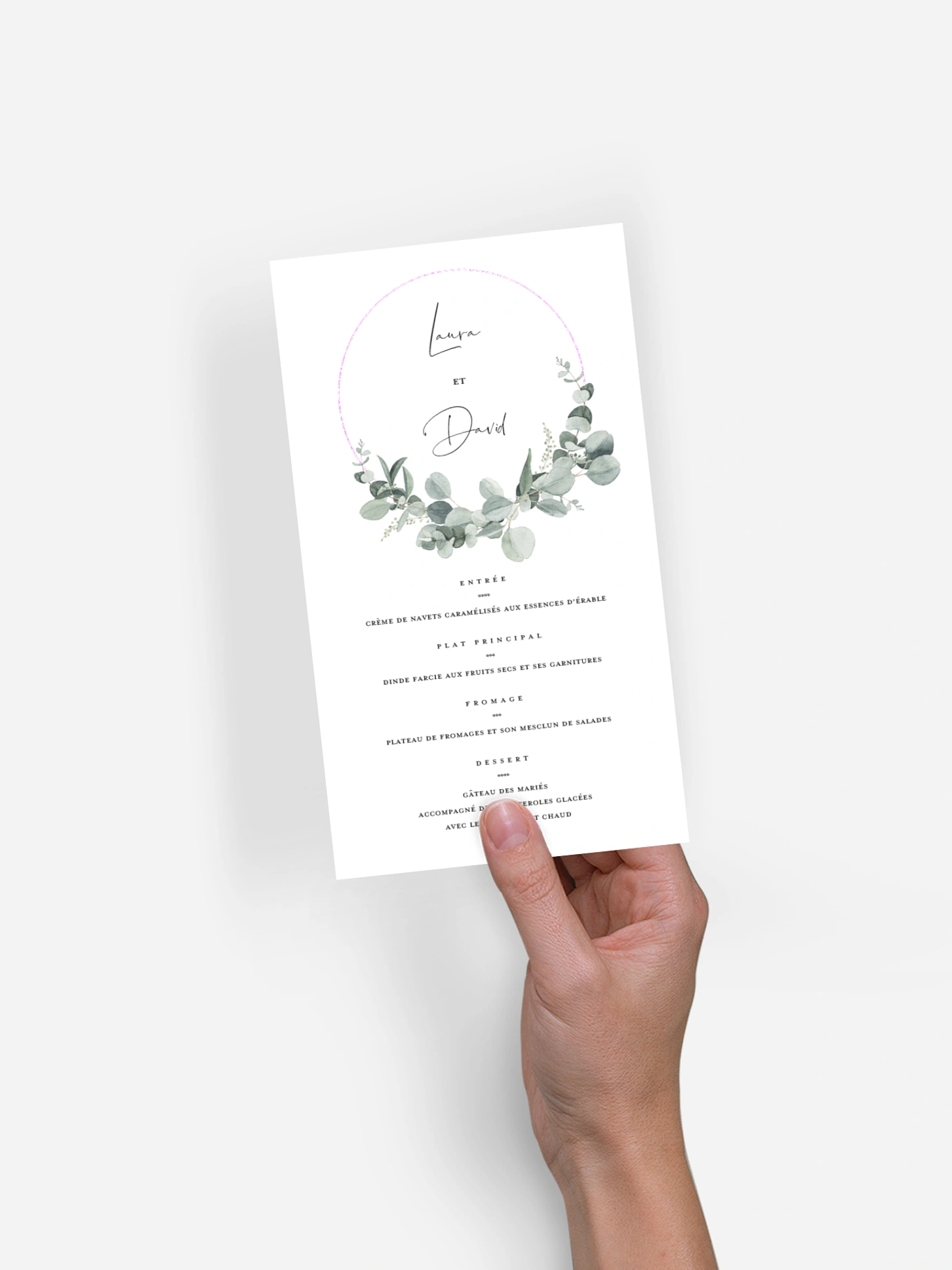 Menu mariage Eucalyptus Love