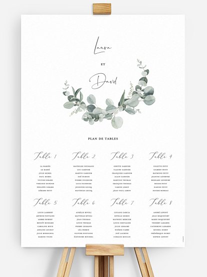 Poster plan de table mariage Eucalyptus Love