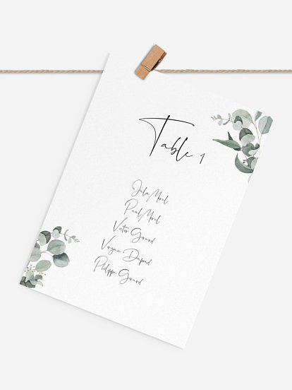 Cartons plan de table mariage Eucalyptus Love