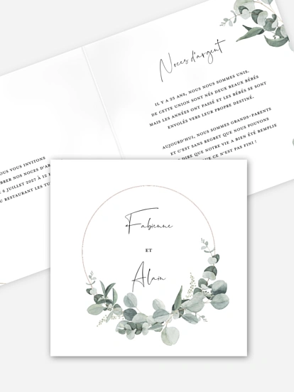 Invitation anniversaire mariage 25 ans Eucalyptus Love