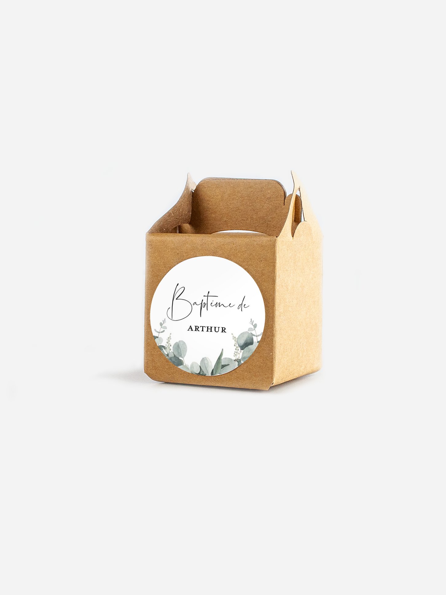 Étiquette cadeau baptême Eucalyptus Love