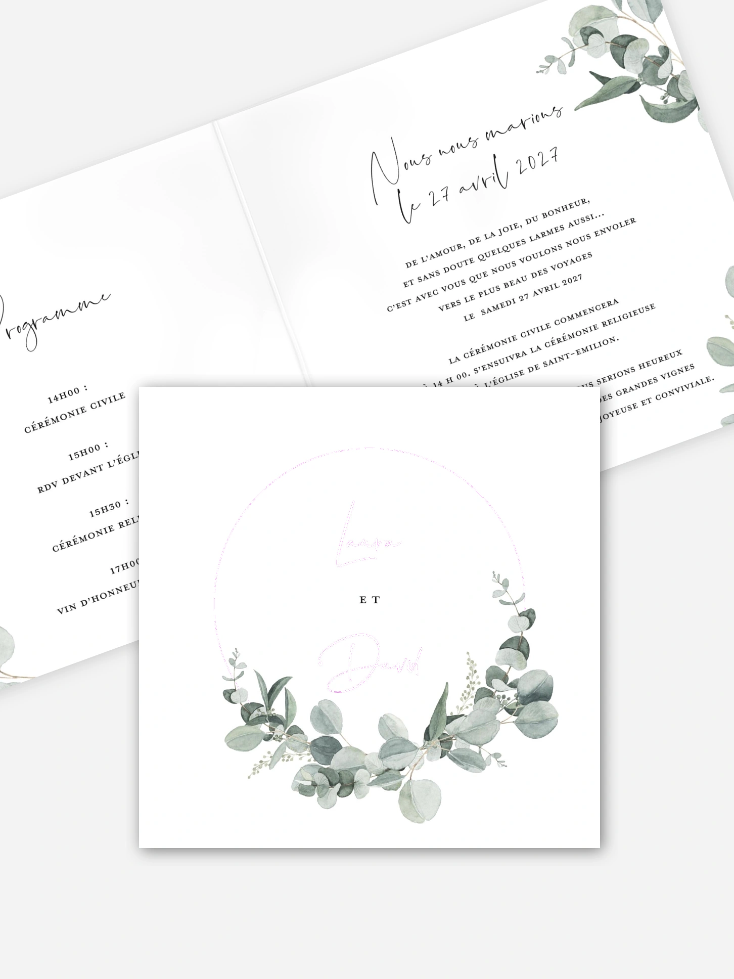 Faire-part de mariage Eucalyptus Love