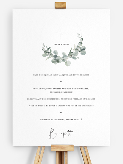 Menu mariage Eucalyptus Love
