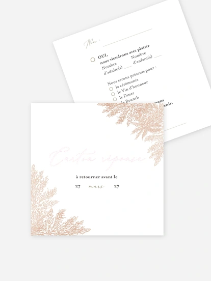 Carton réponse Blush Pampas