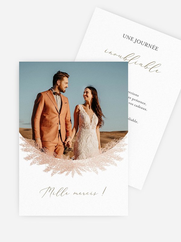 Carte de remerciements Blush Pampas